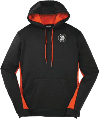 Sport-Tek Sport-Wick Fleece Colorblock Hooded Pullover - Black ST235-BL hoodie ST235BL-e