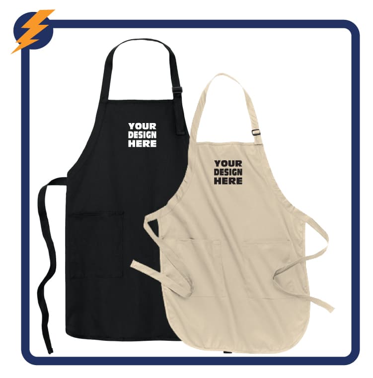 Custom printed aprons for restaurants, events, and promotions with durable fabric