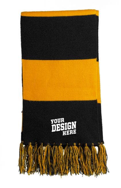 Rugby Stripe Scarf by Sport-Tek style # STA02BL