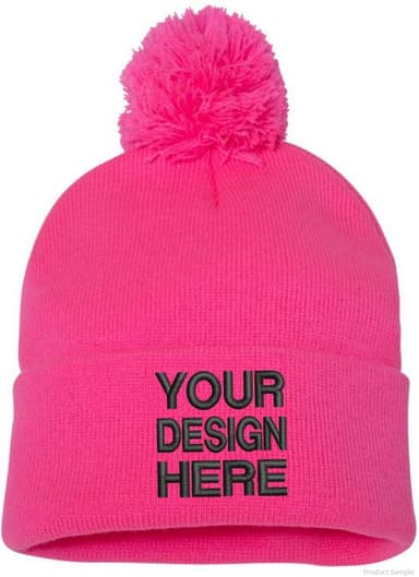 Custom Embroidered Sportsman SP15 Pom Pom Beanie - Black - view 6