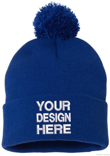 Custom Embroidered Sportsman SP15 Pom Pom Beanie - Black - view 5
