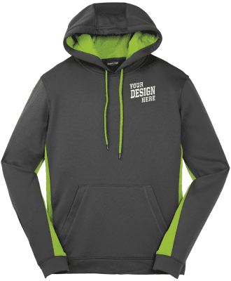 Sport-Tek Sport-Wick Fleece Colorblock Hooded Pullover - Dark Smoke Gray ST235-DSG Hoodie ST235DSG-E
