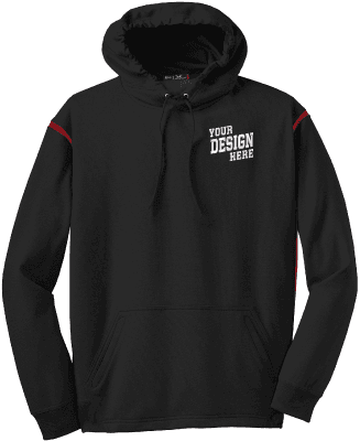 Sport-Tek F246 Tech Fleece Colorblock Hooded Sweatshirt - Black F246BL-E embroidery