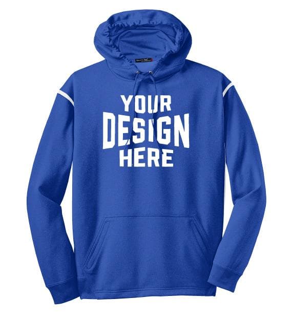 Sport-Tek F246 Tech Fleece Colorblock Hooded Sweatshirt - White Stripe