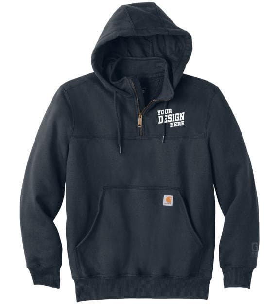 Screen Printed Custom Carhartt Rain Defender Paxton Heavyweight Hooded Zip Mock Sweatshirt CT100617