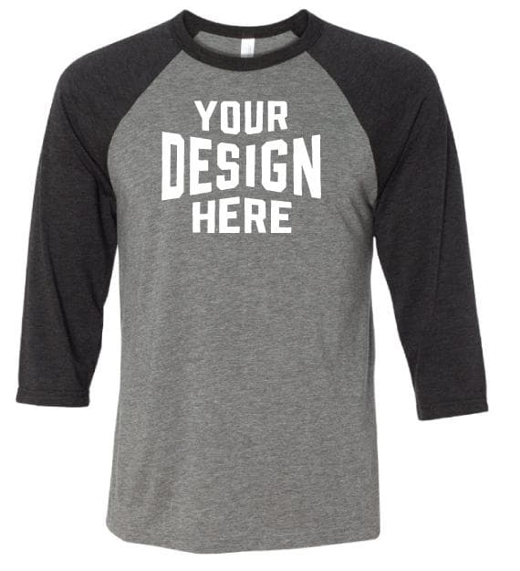 Bella + Canvas 3200G Unisex 3/4-Sleeve Baseball Tee - Gray