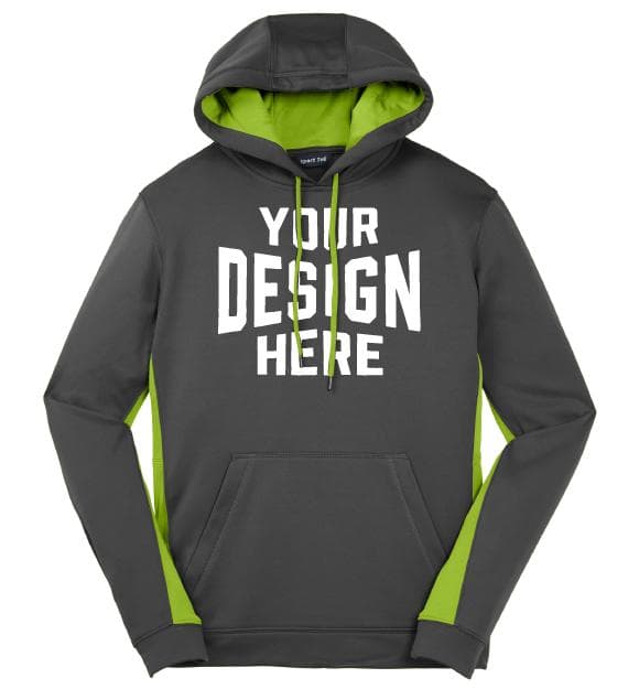 Sport-Tek Sport-Wick Fleece Colorblock Hooded Pullover - Smoke Gray ST235-DSG Hoodie ST235DSG