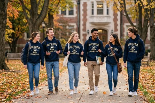 Custom printed sweatshirt with logo for business uniforms, team apparel, and group orders