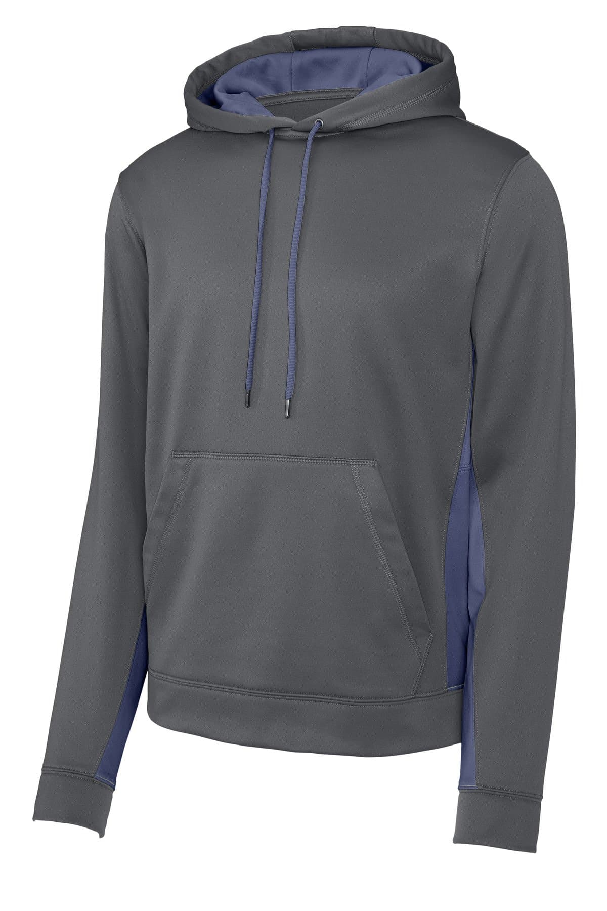 Sport-Wick® Fleece Colorblock Hooded Pullover - Dark Smoke Gray - Navy - view 1