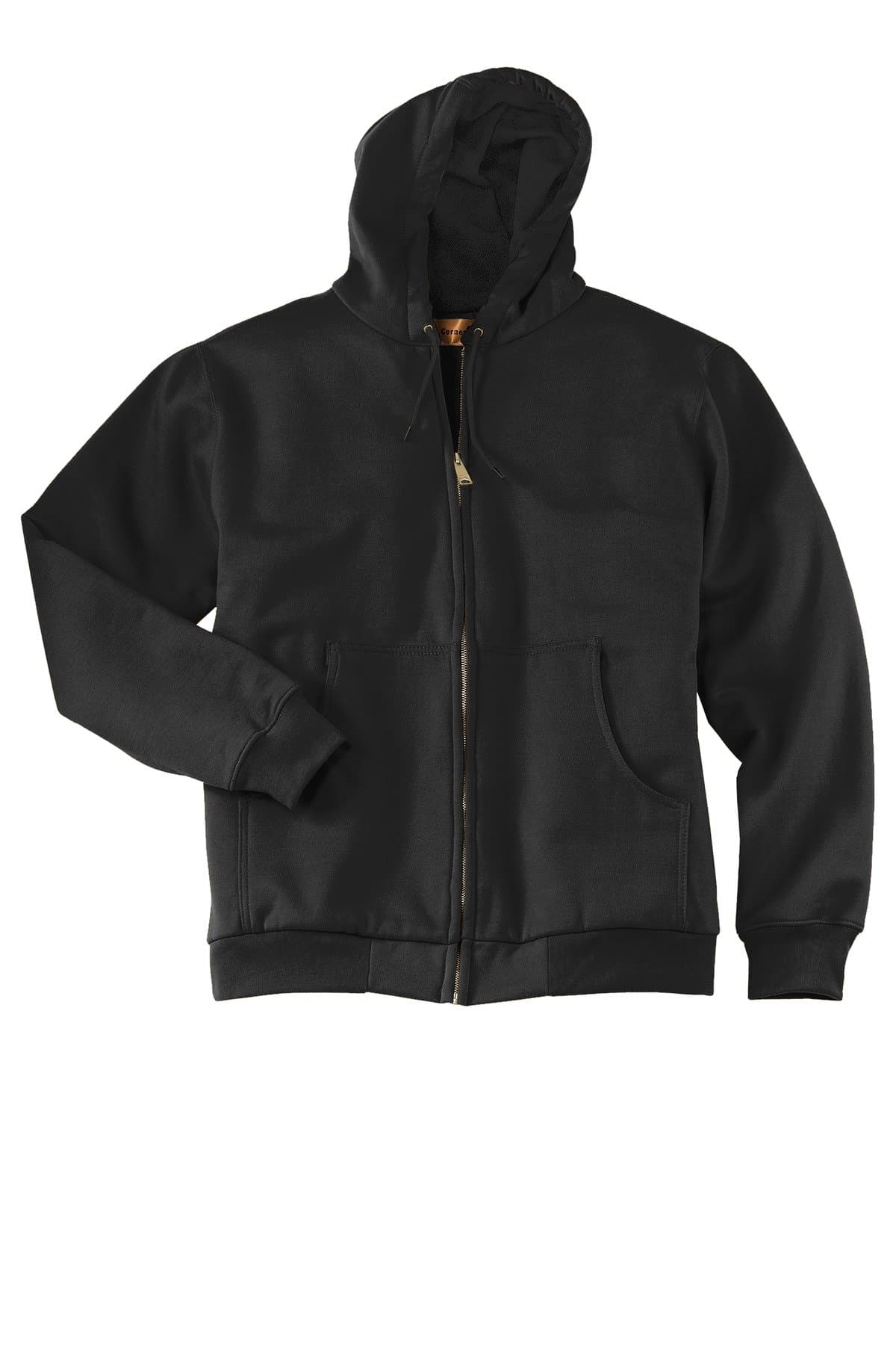 Heavyweight Full-Zip Hooded Sweatshirt with Thermal Lining - Black - view 1