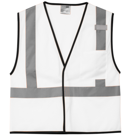 Safety yellow Class 2 mesh vest with reflective tape and Your Logo Here on pocket