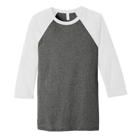 Bella + Canvas 3200G Unisex 3/4-Sleeve Baseball Tee - Gray