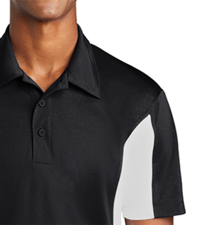 Sport-Tek ST655BL Side Blocked Micropique Sport-Wick Polo - Black - Embroidered