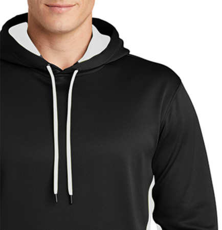Sport-Tek Sport-Wick Fleece Colorblock Hooded Pullover - Black ST235-BL hoodie ST235BL-e