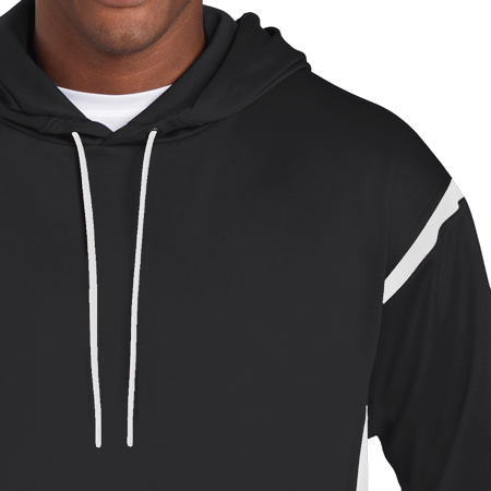 Sport-Tek F246 Tech Fleece Colorblock Hooded Sweatshirt - Black F246BL-E embroidery