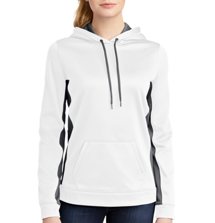 Sport-Wick® Fleece Colorblock Hooded Pullover- Black Stripe LST235-MC  LST235MC