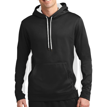 Sport-Tek Sport-Wick Fleece Colorblock Hooded Pullover - Black ST235-BL hoodie ST235BL