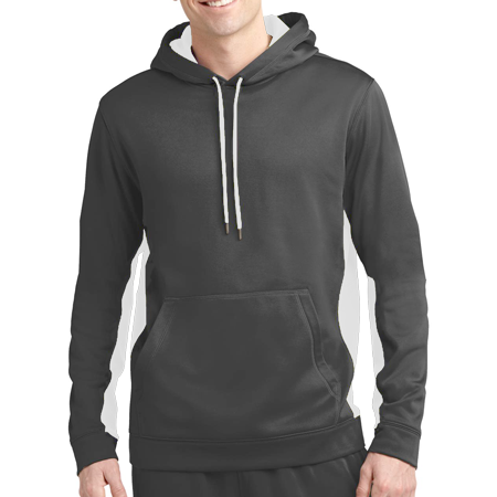 Sport-Tek Sport-Wick Fleece Colorblock Hooded Pullover - Smoke Gray ST235-DSG Hoodie ST235DSG