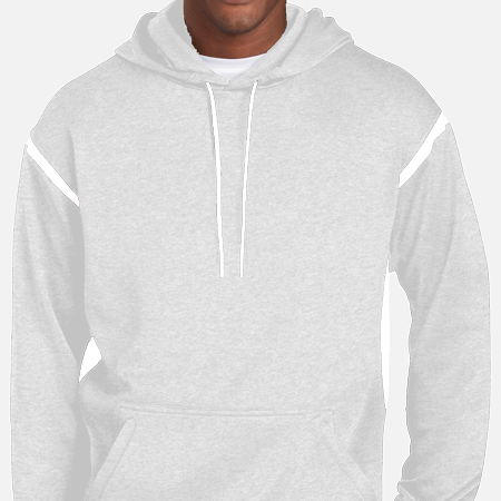 Sport-Tek F246 Tech Fleece Colorblock Hooded Sweatshirt - White Stripe